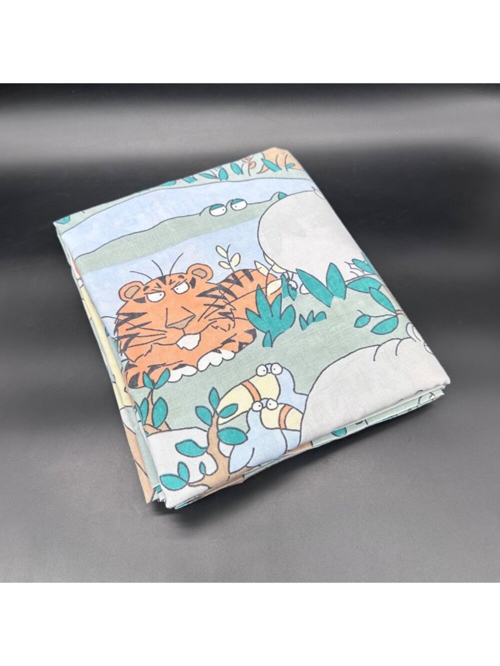 Vintage Full Flat Sheet Sandra Boynton Jungle Animals Lady Pepperell USA 1986